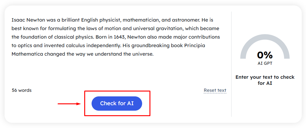Click “Check for AI”